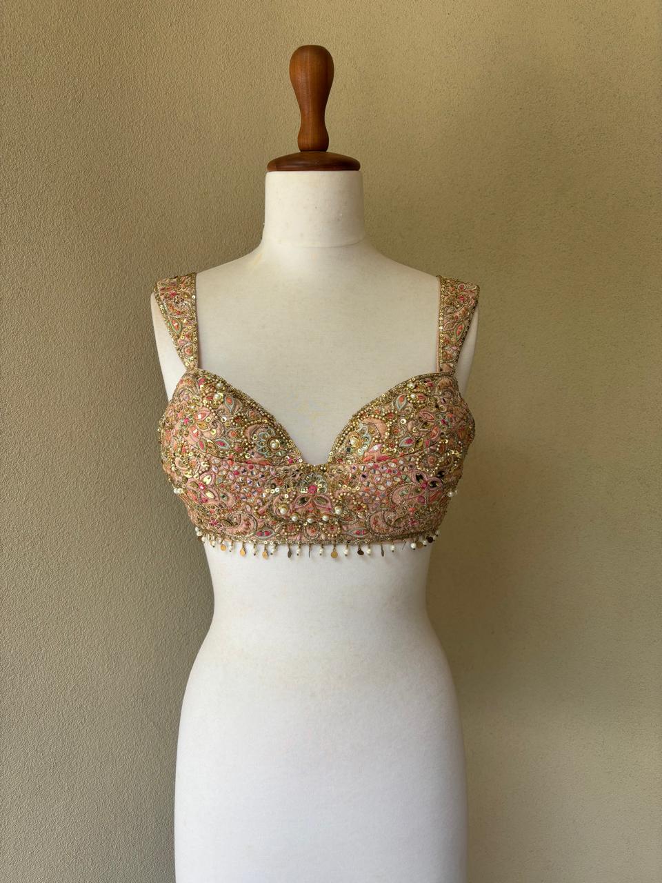 Peach hand embroidered blouse