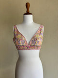 Multi colored mirror and gota blouse