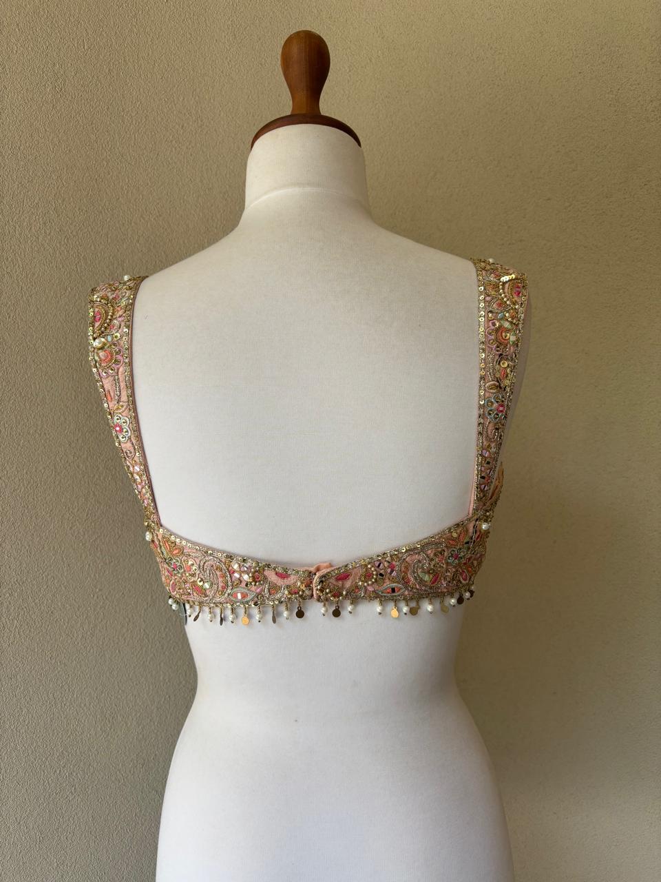 Peach hand embroidered blouse
