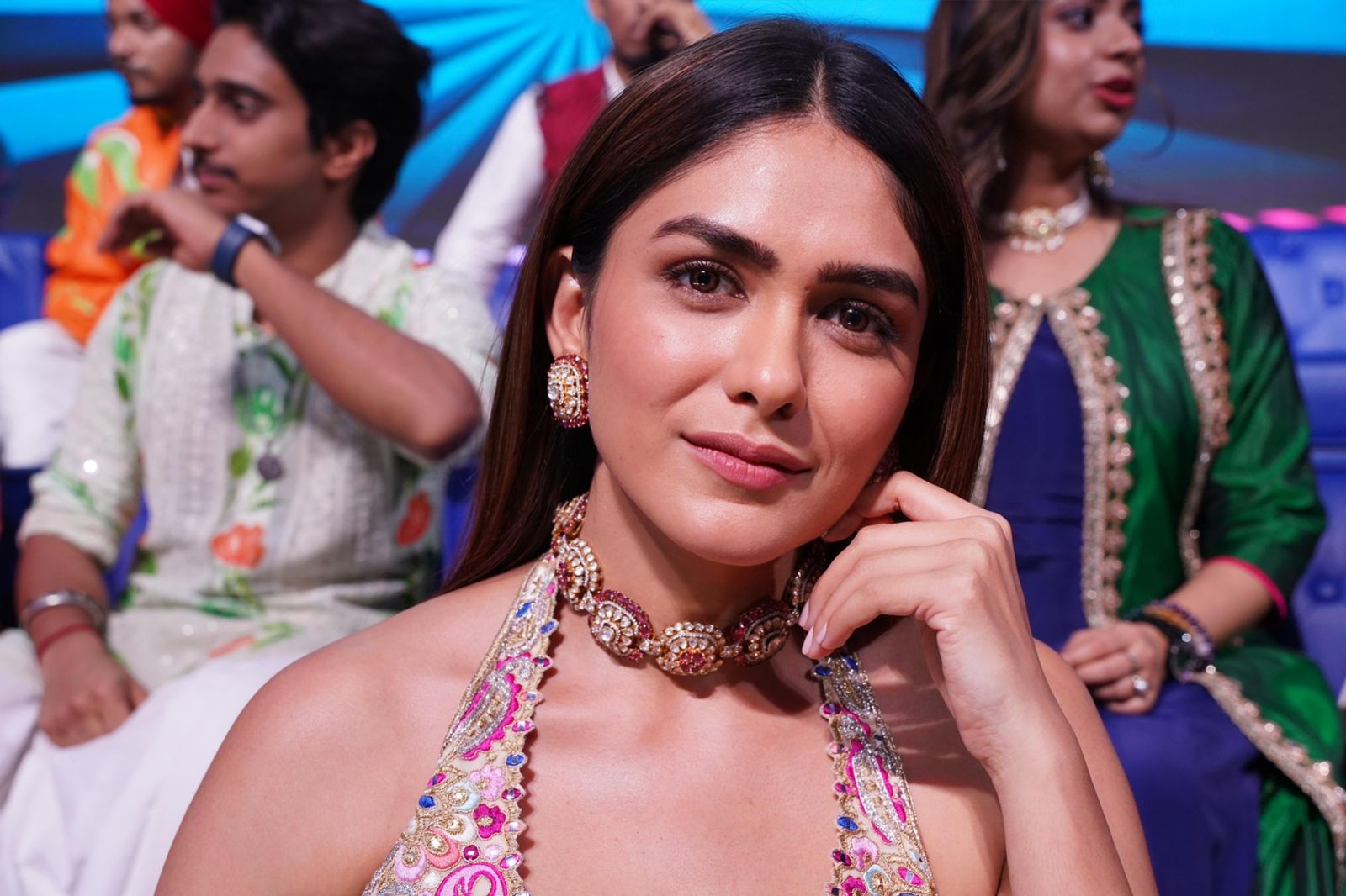 Mrunal Thakur In Our Ivory Georgette Embroidered High Waist Sharara Set