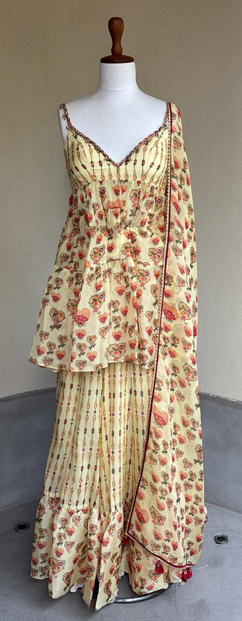 Ivory Blooming Hearts Gharara