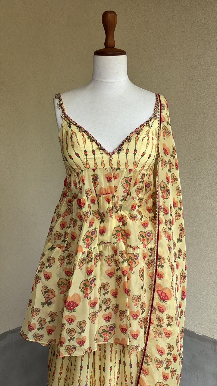 Ivory Blooming Hearts Gharara
