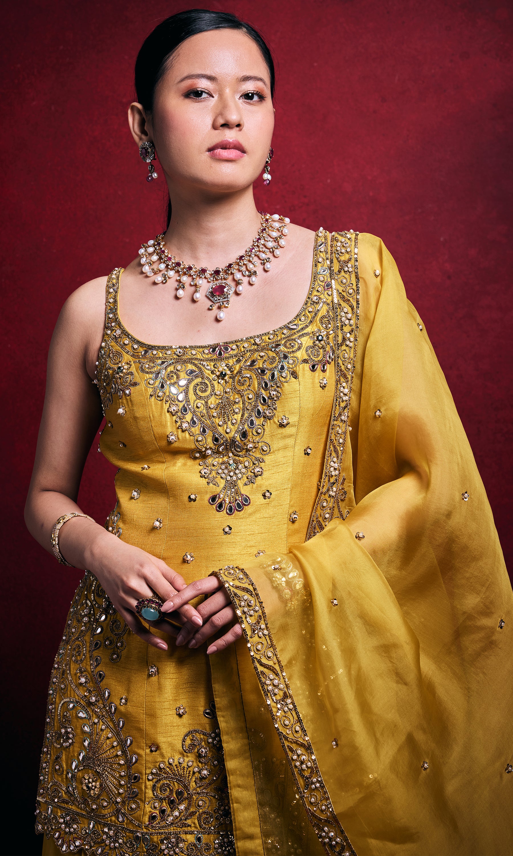 Mustard Sharara Set