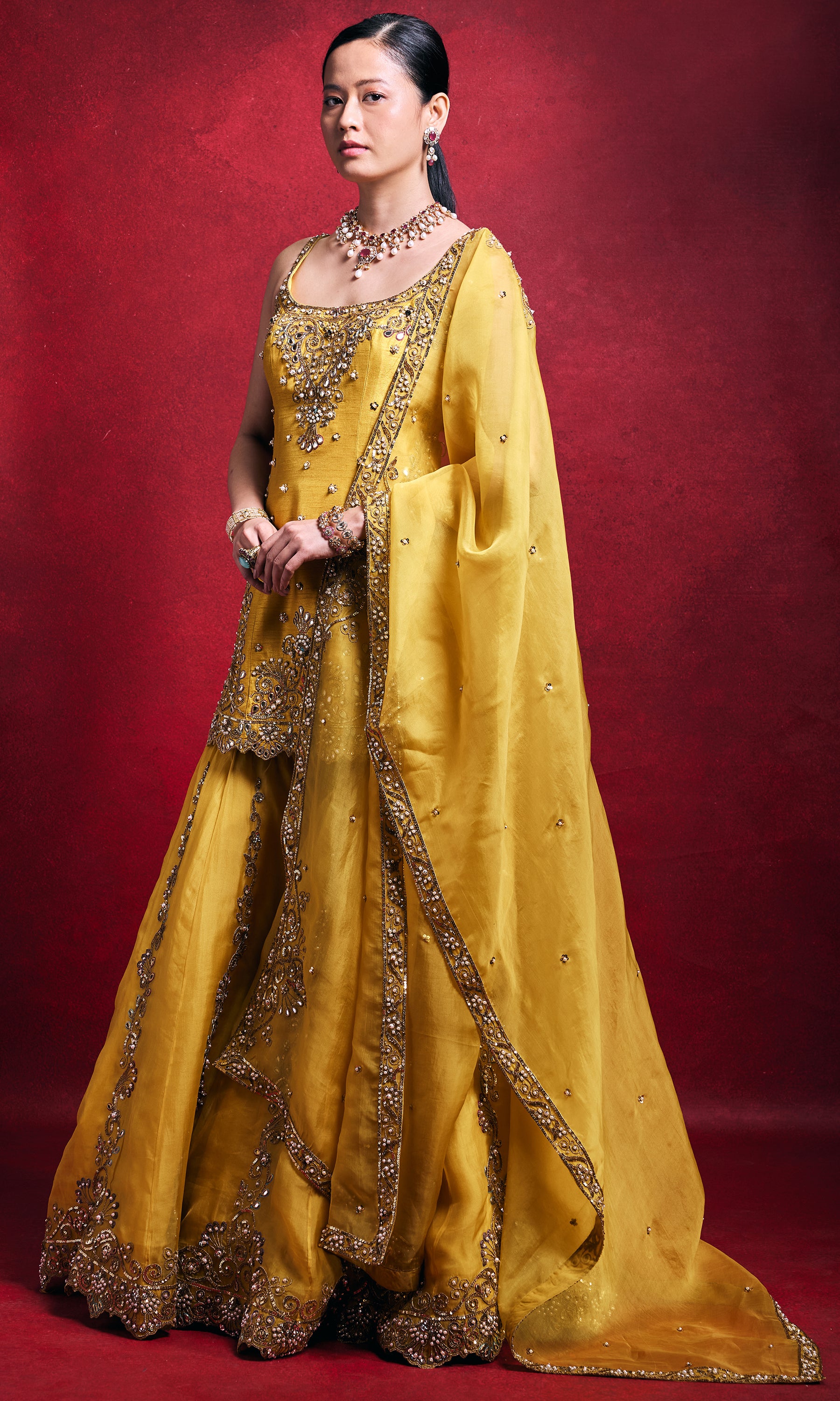 Mustard Sharara Set
