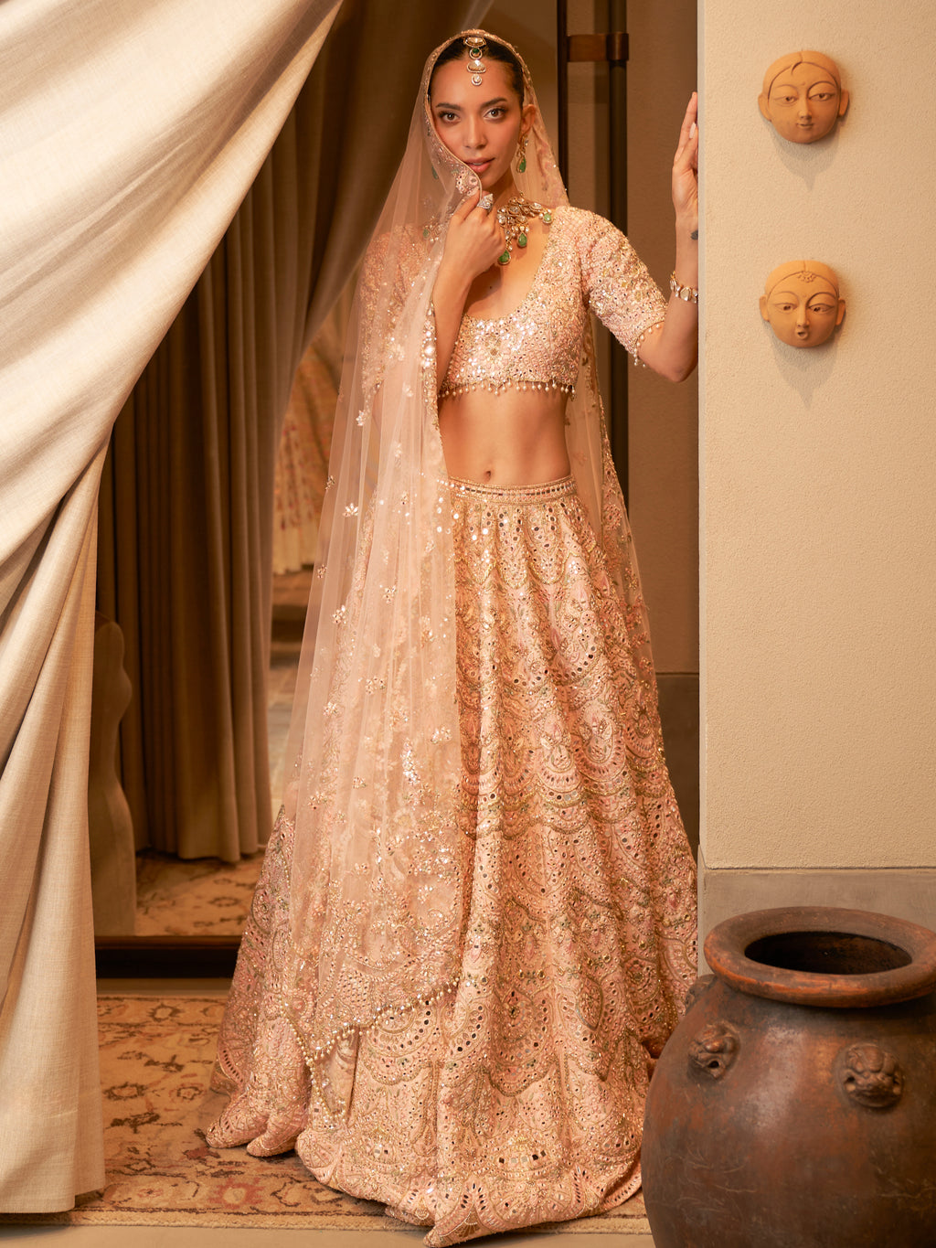 Dusky Rose Mirror Lehenga Set