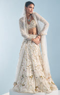 IVORY GEORGETTE FITTED  LEHENGA SET