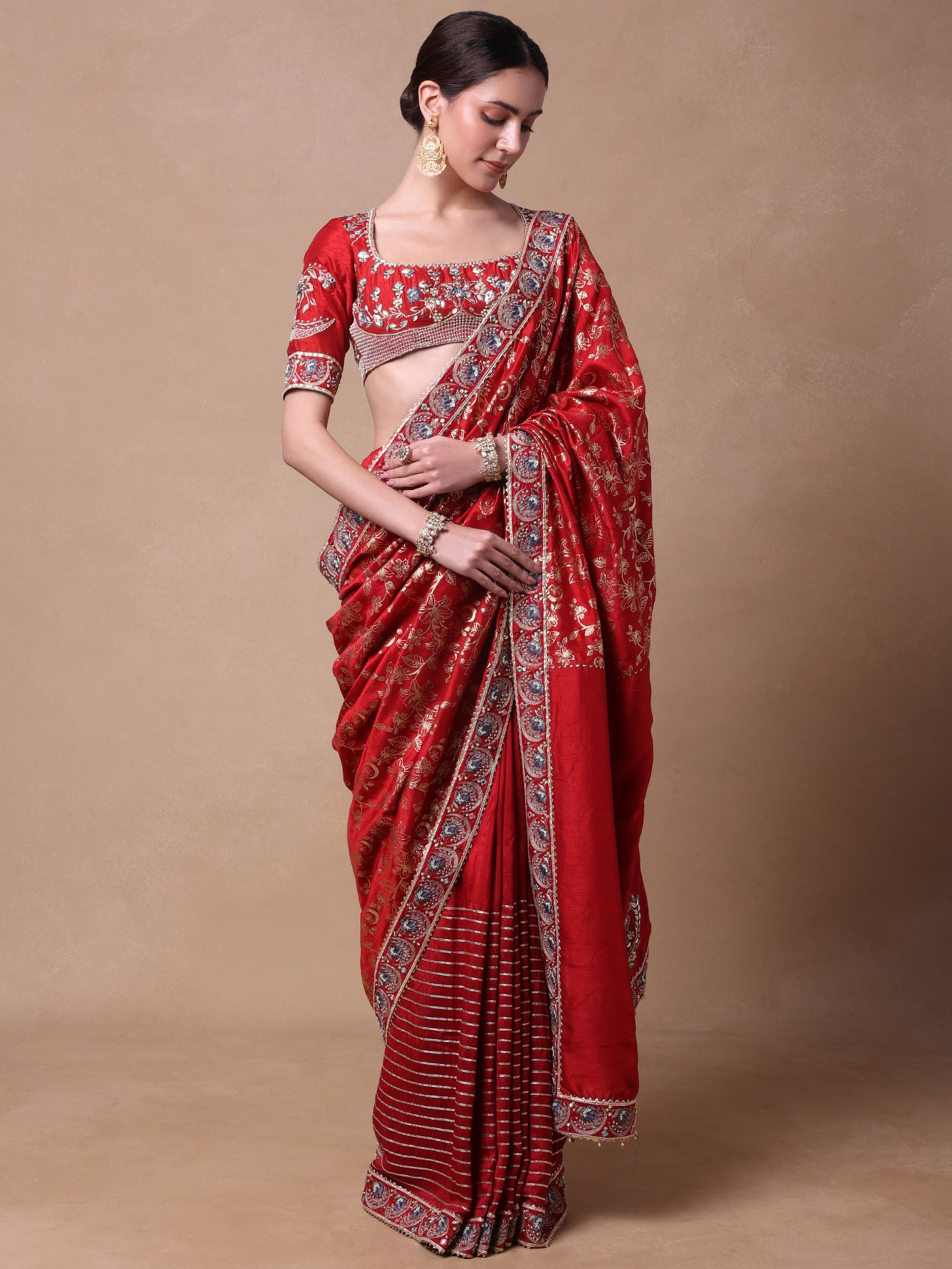 Red Chaand Saree