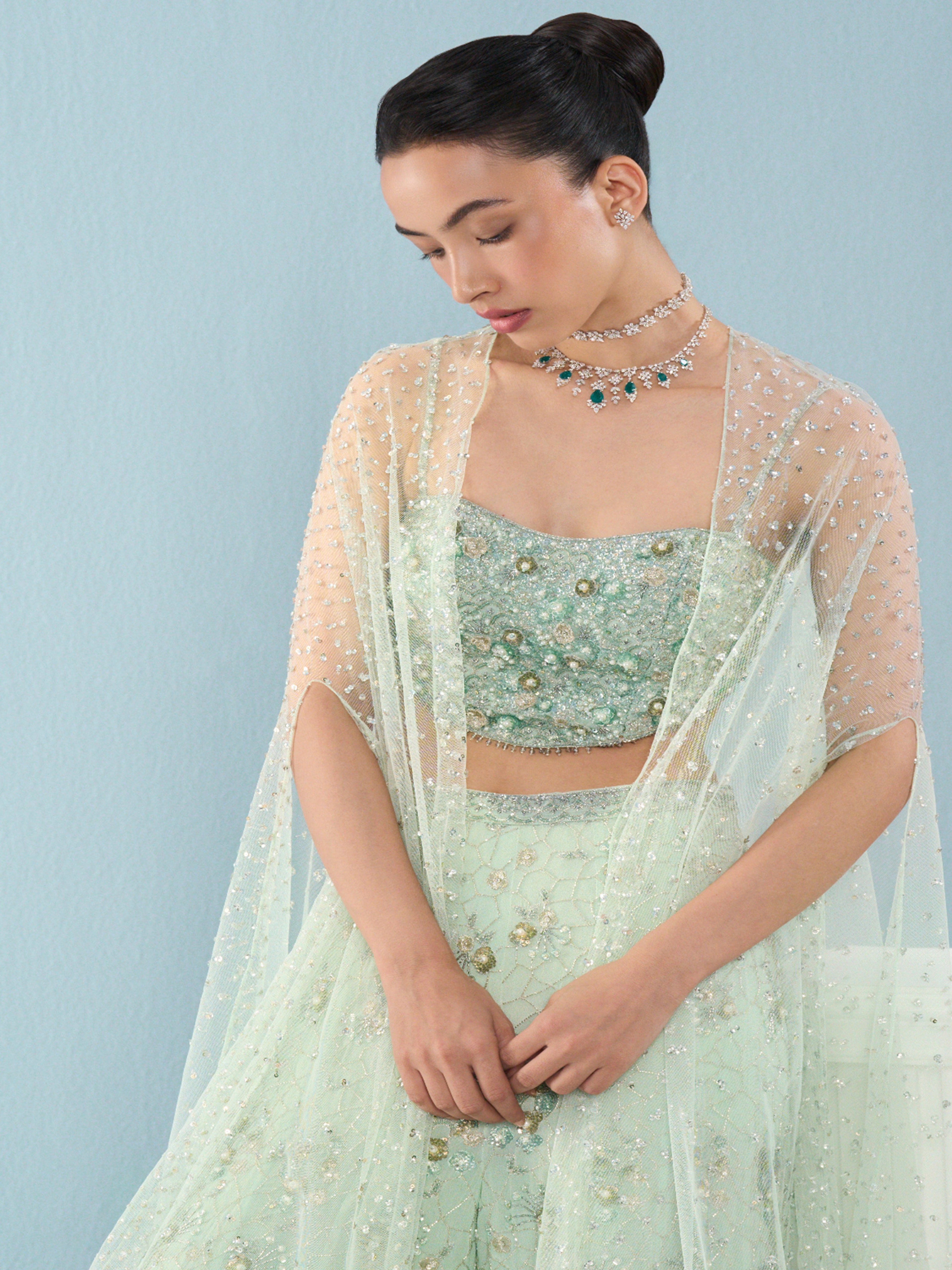 Sea Green Georgette High Waist Sharara