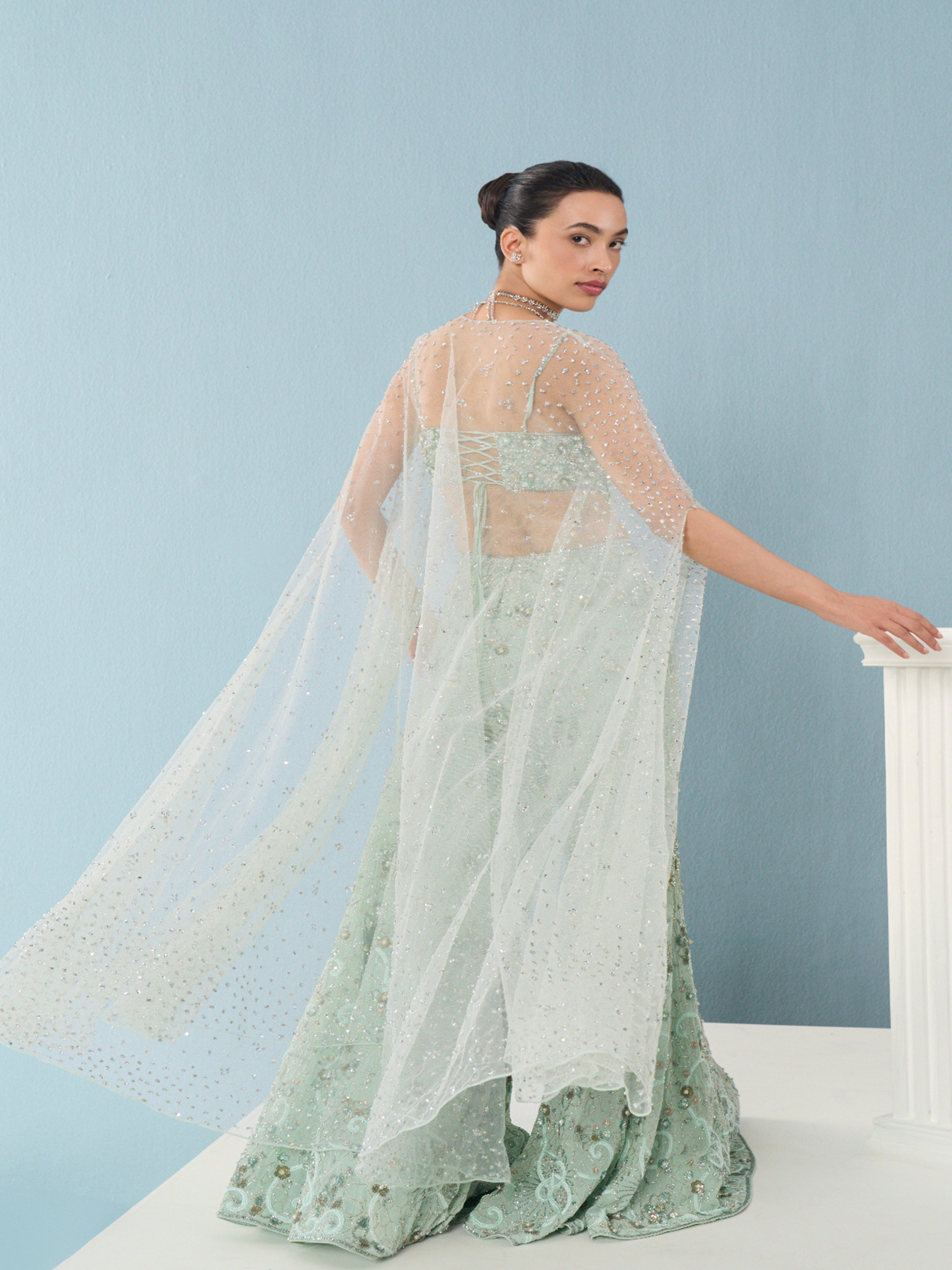 Sea Green Georgette High Waist Sharara