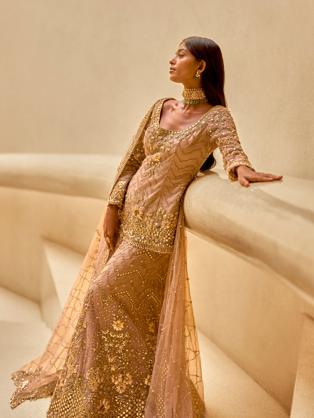 Mauve Pink Embroidered Sharara Set