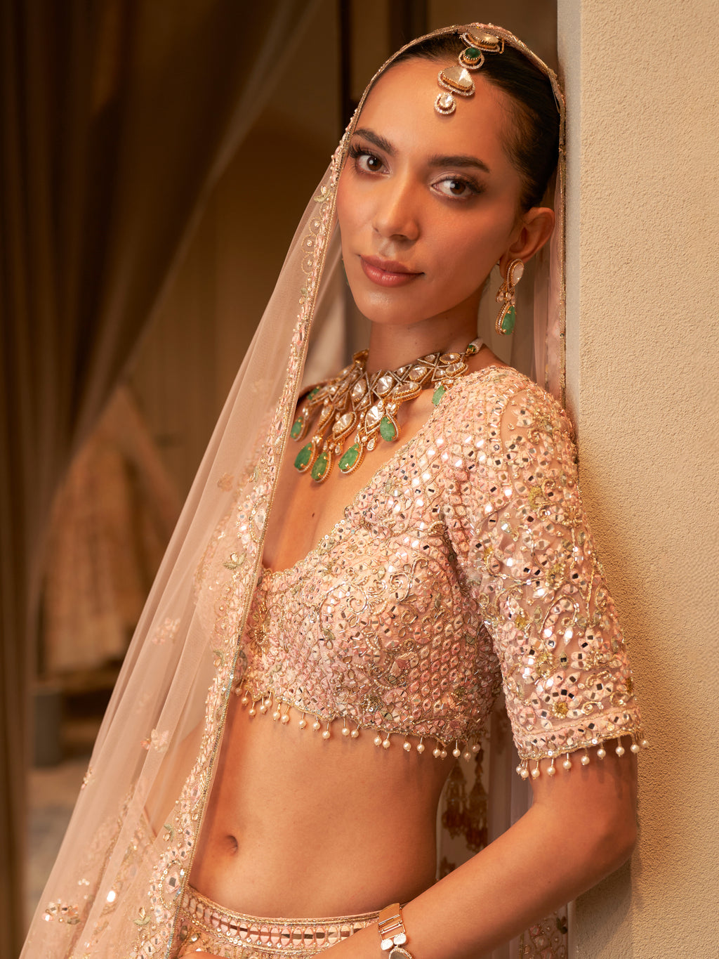 Dusky Rose Mirror Lehenga Set