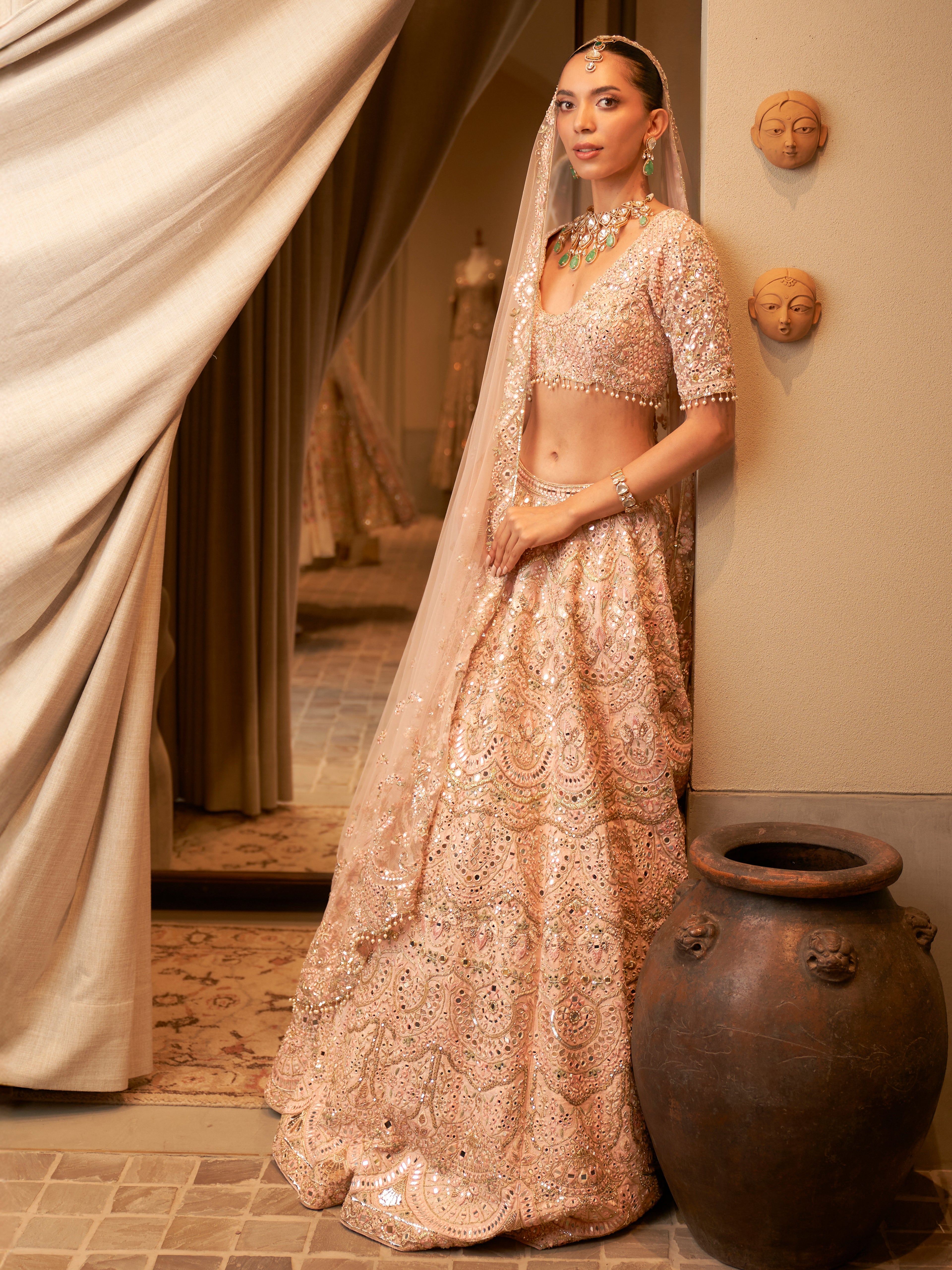 Dusky Rose Mirror Lehenga Set