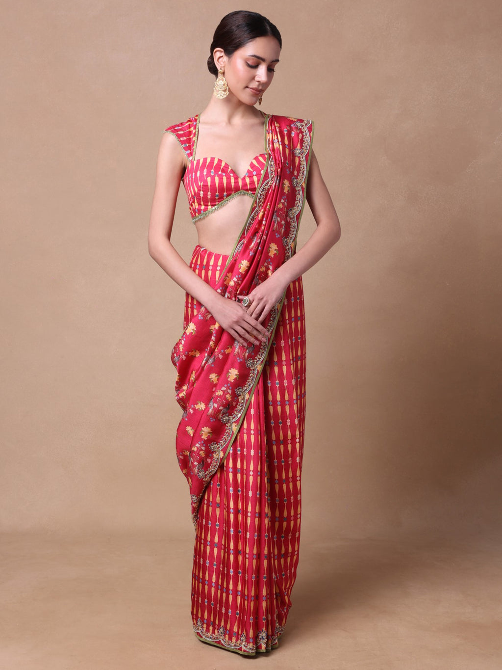 Pink Gardenia Rhapsody Saree Set