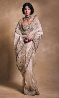 Cream Organza Saree