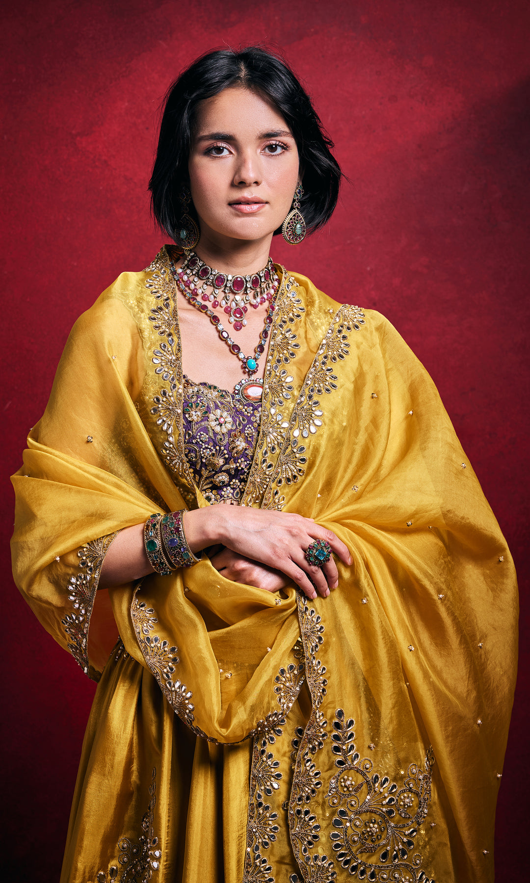 Mustard Silk Lehenga Set