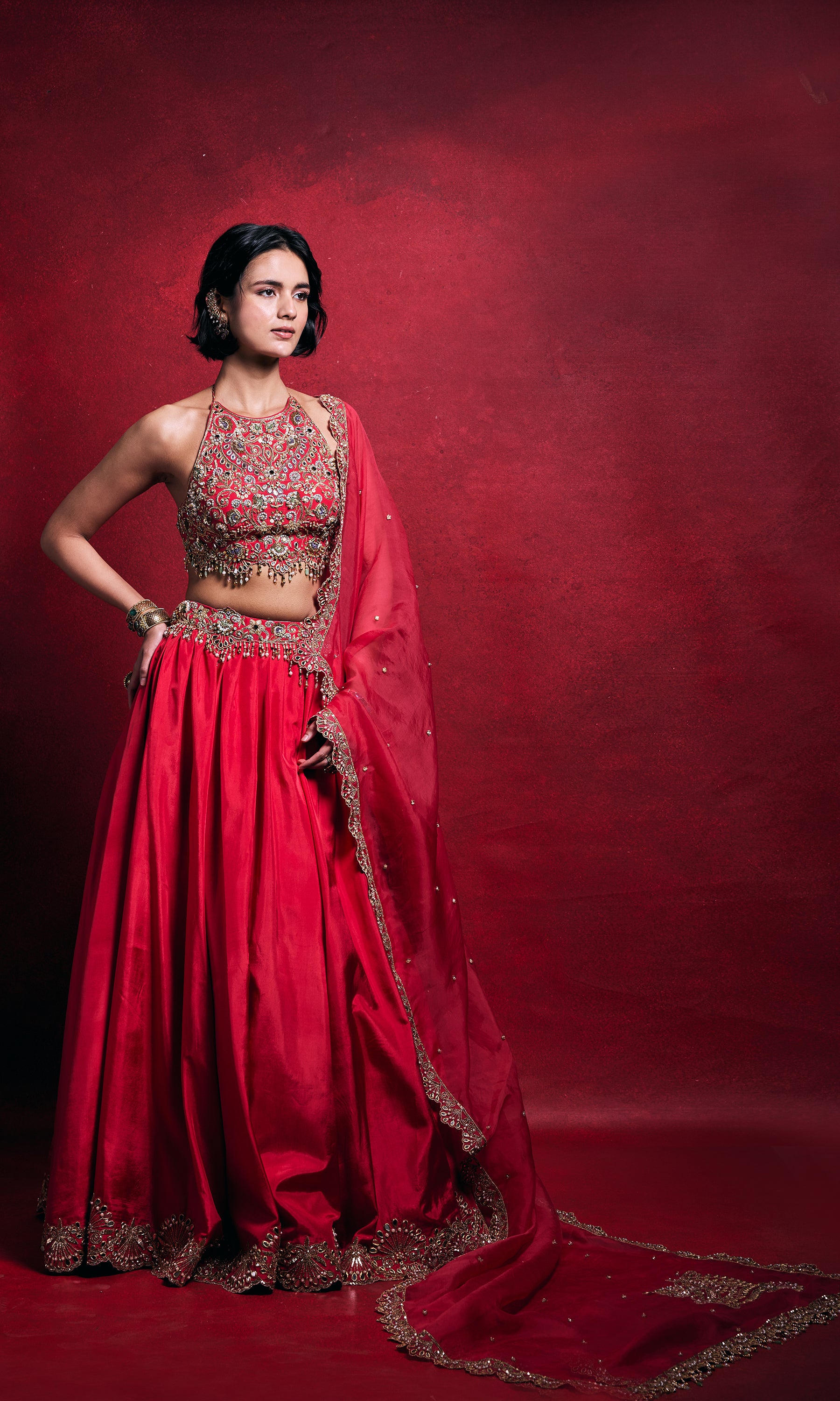 Fuchsia Pink Silk Lehenga Set