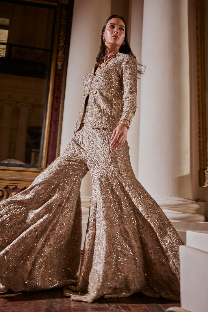 Grey Jacket And Sharara Set