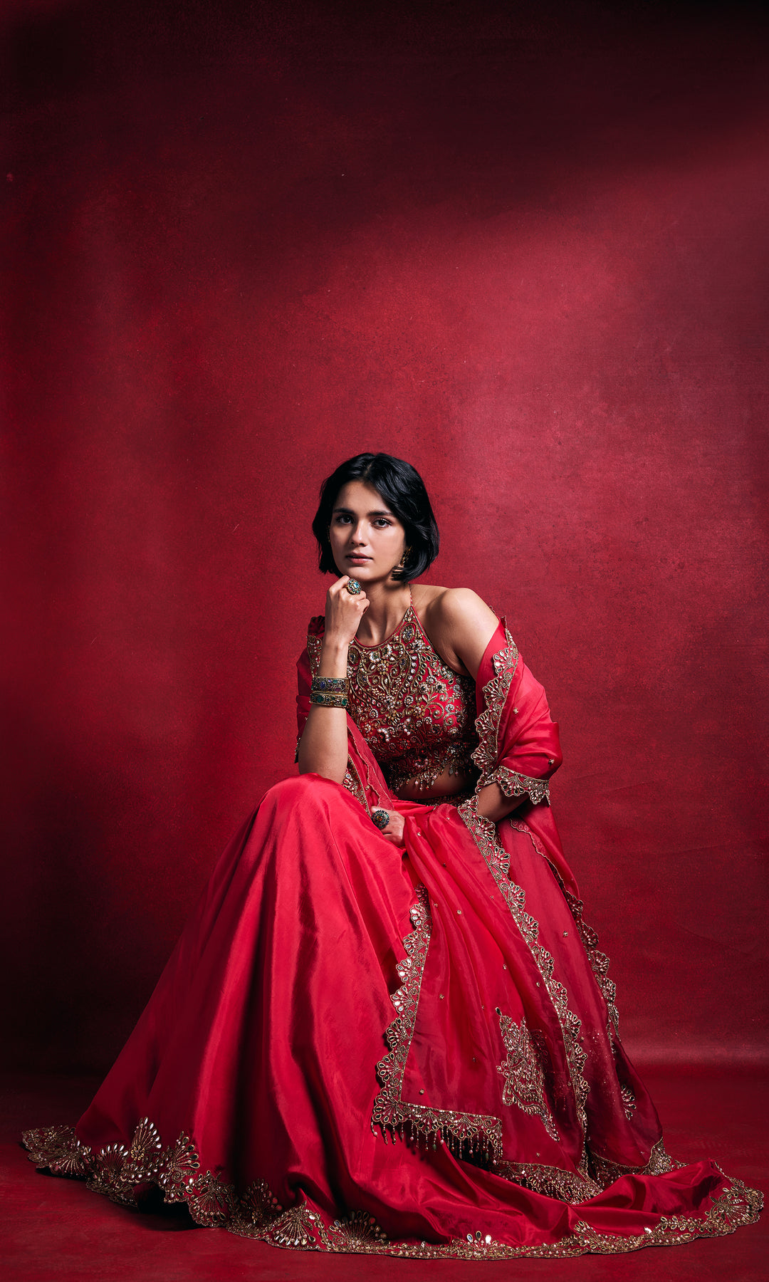 Fuchsia Pink Silk Lehenga Set