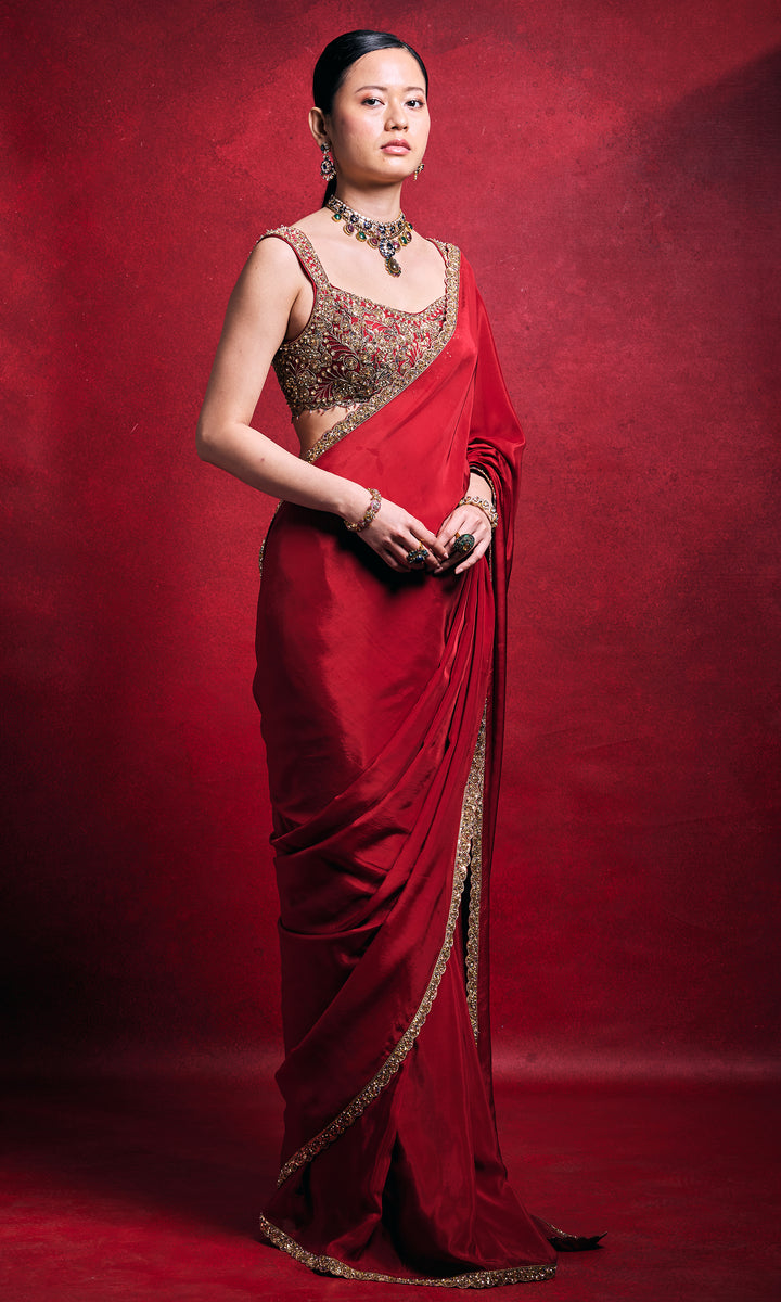 Red Saree Set