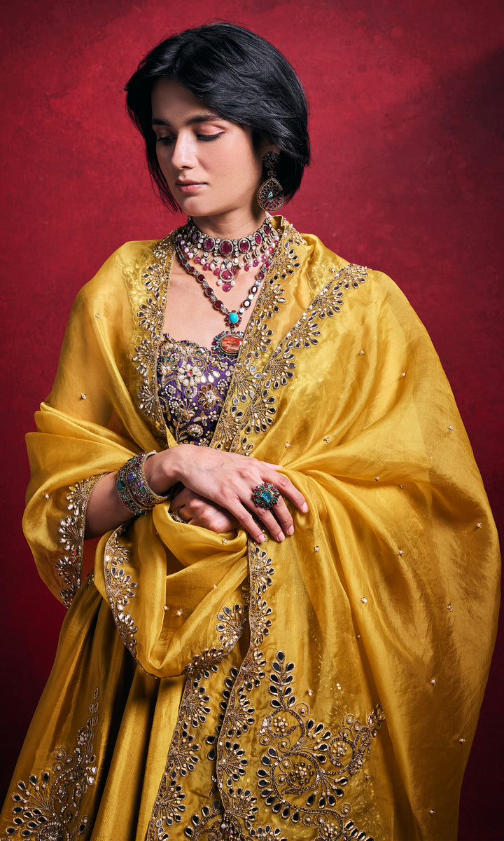 Mustard Silk Lehenga Set