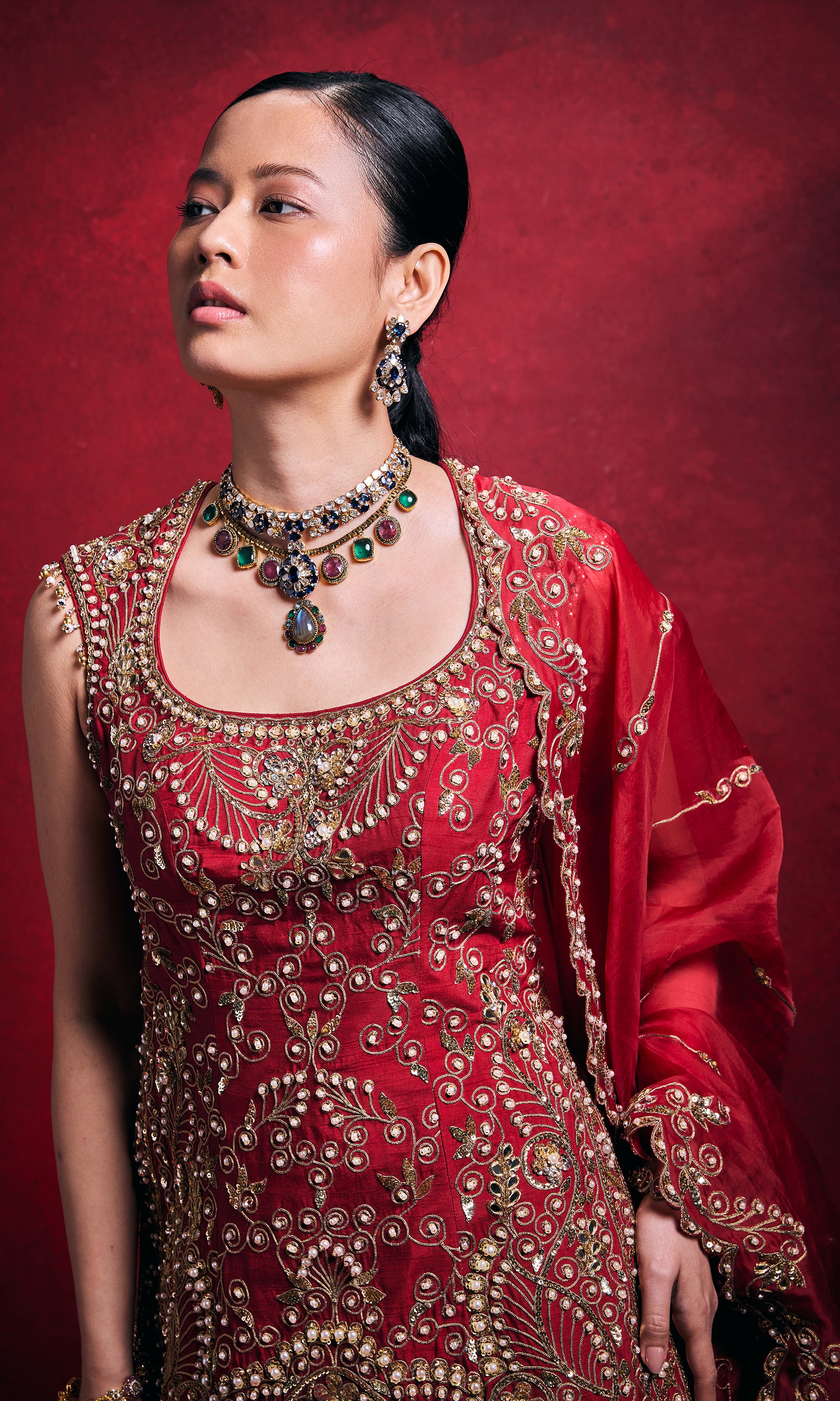 Red Sharara Set