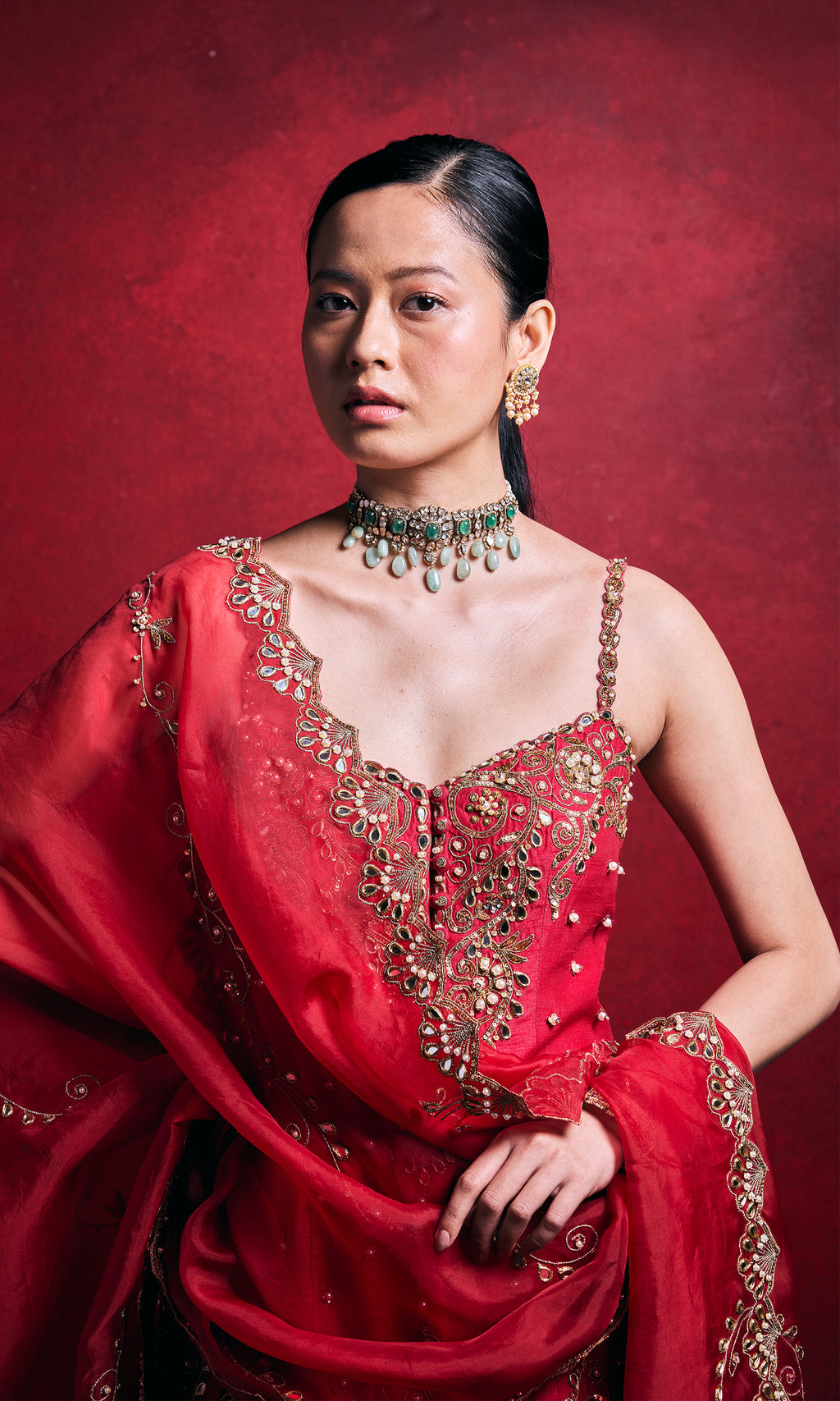 Red And Pink Sharara Set