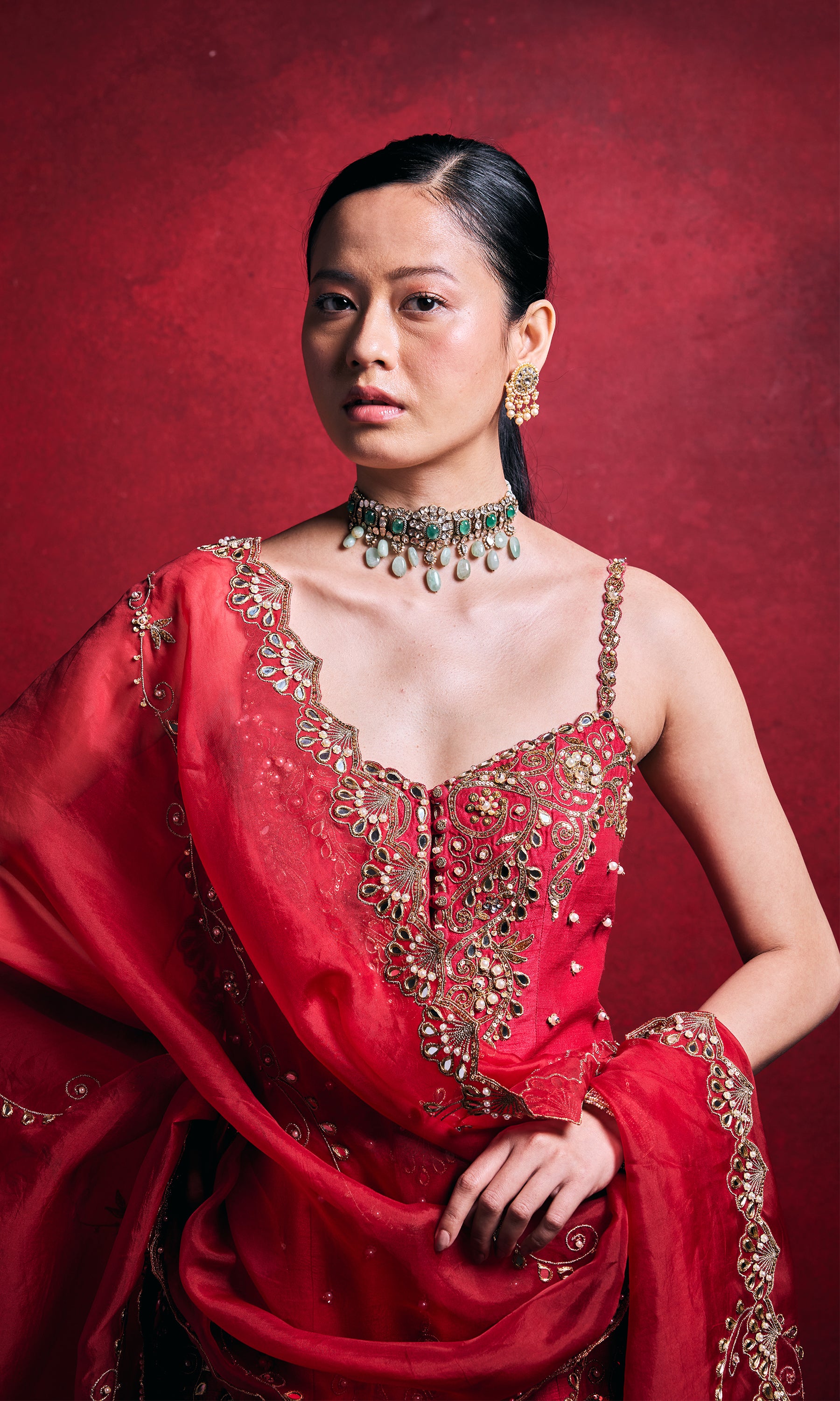 Red And Pink Sharara Set