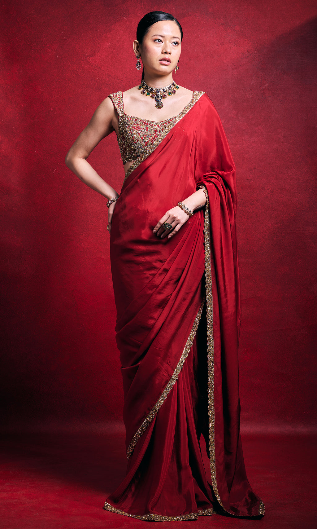 Red Saree Set