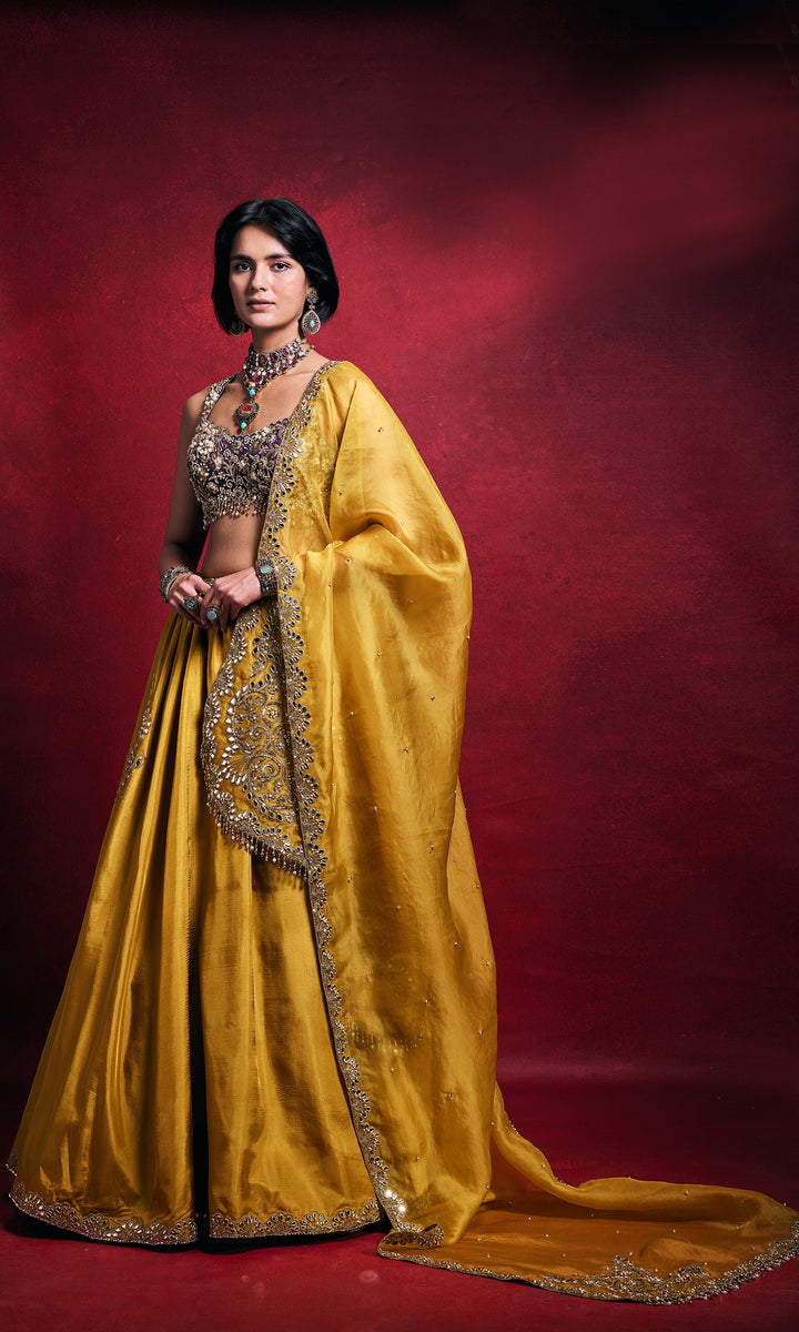 Mustard Silk Lehenga Set
