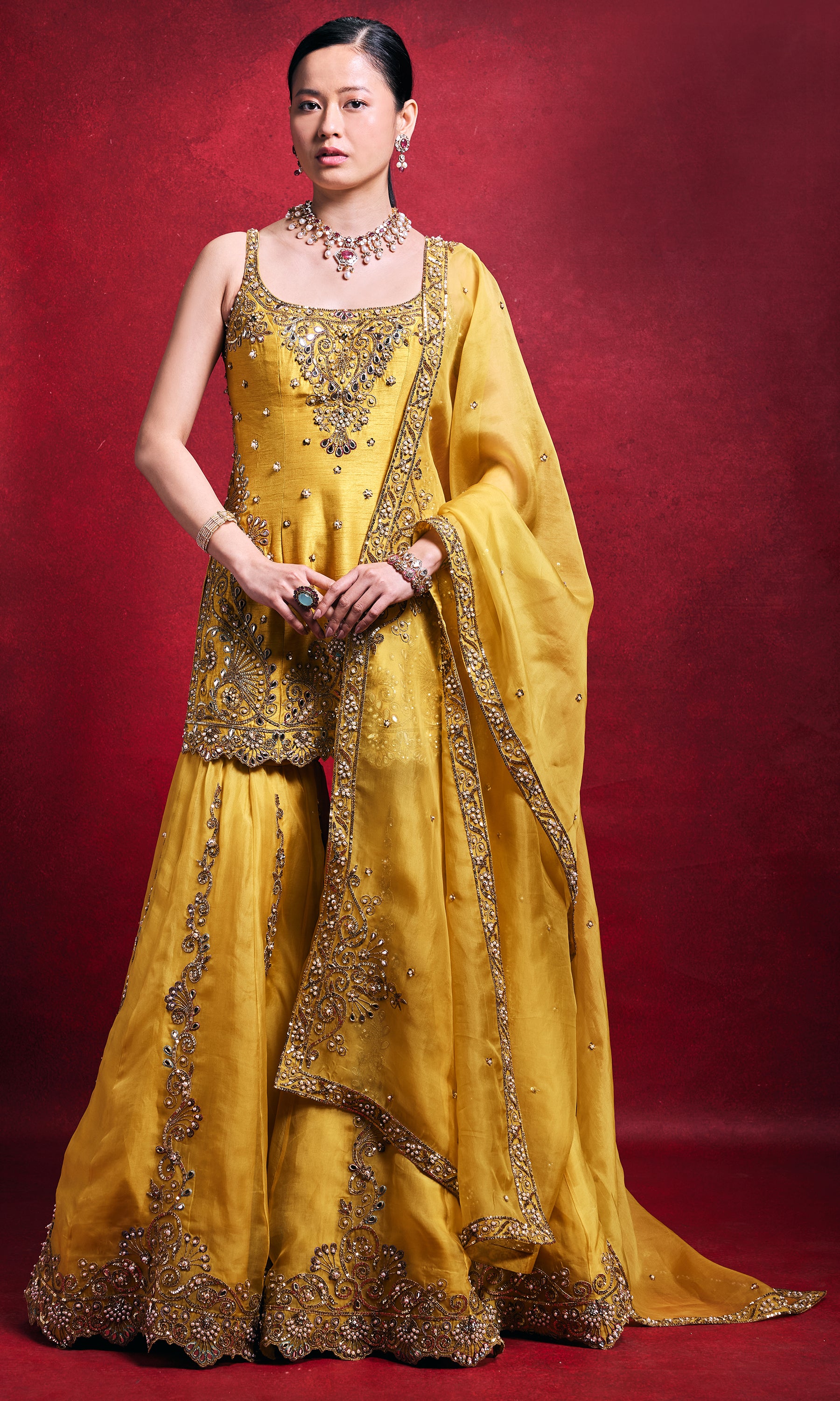 Mustard Sharara Set