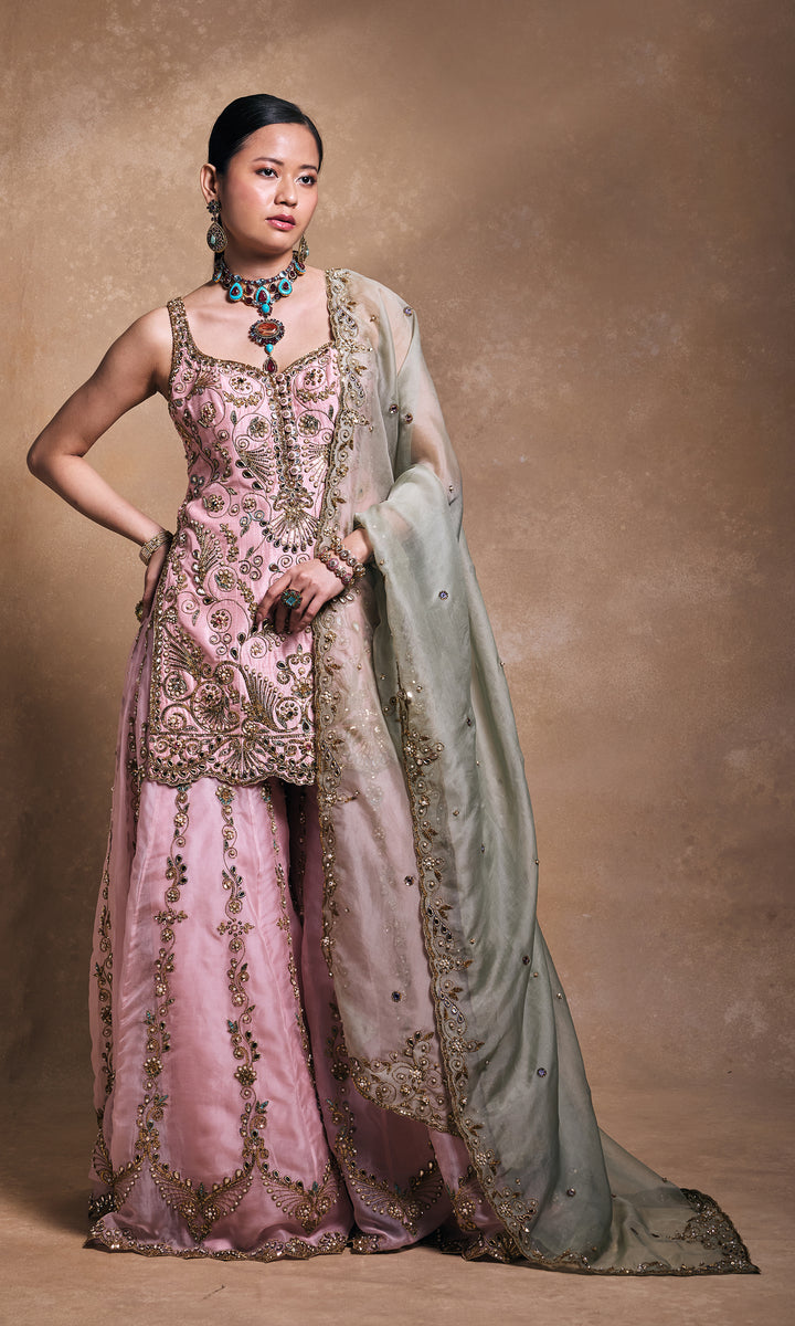 Blush And Sage Gharara Set