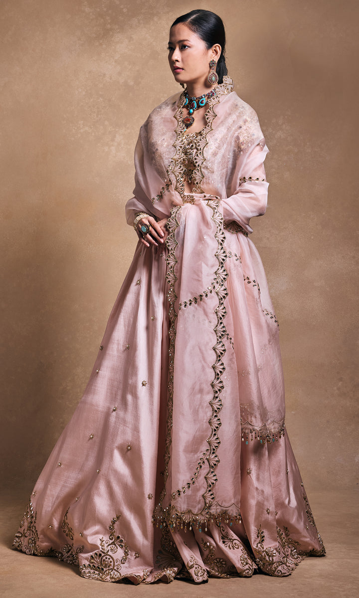 Baby Pink Silk Lehenga Set