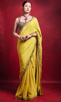 Yellow Crepe Saree