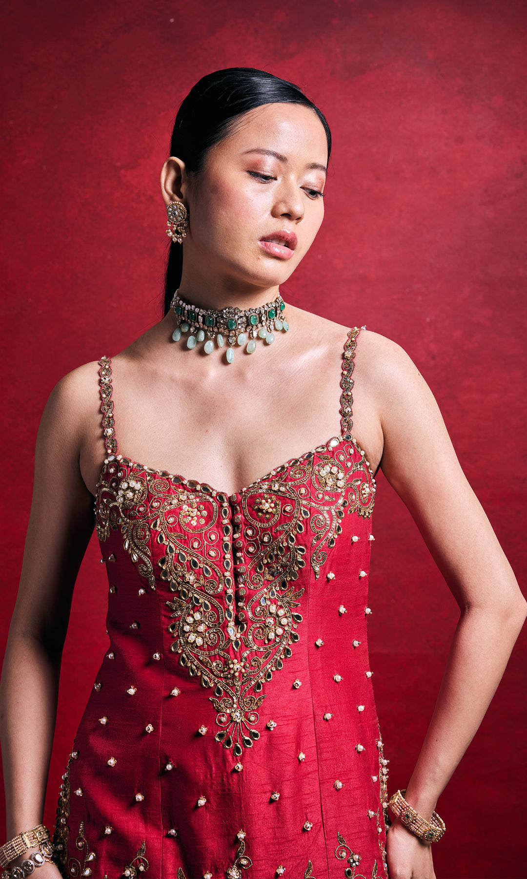 Red And Pink Sharara Set