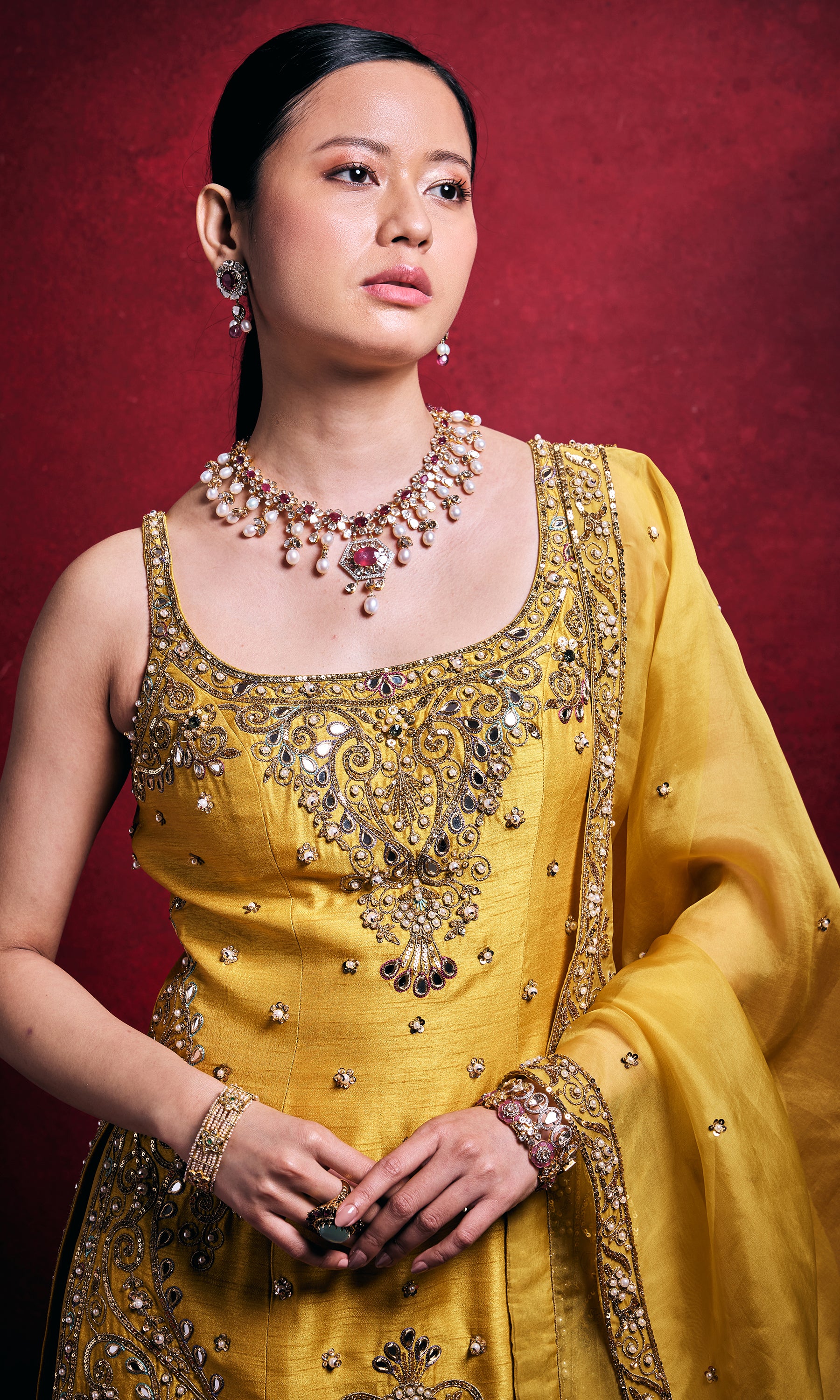 Mustard Sharara Set