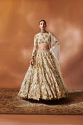 Ivory And Gold Heavily Embroidered Lehenga