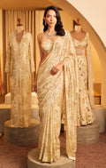 IVORY GEORGETTE SPARKLE SAREE SET