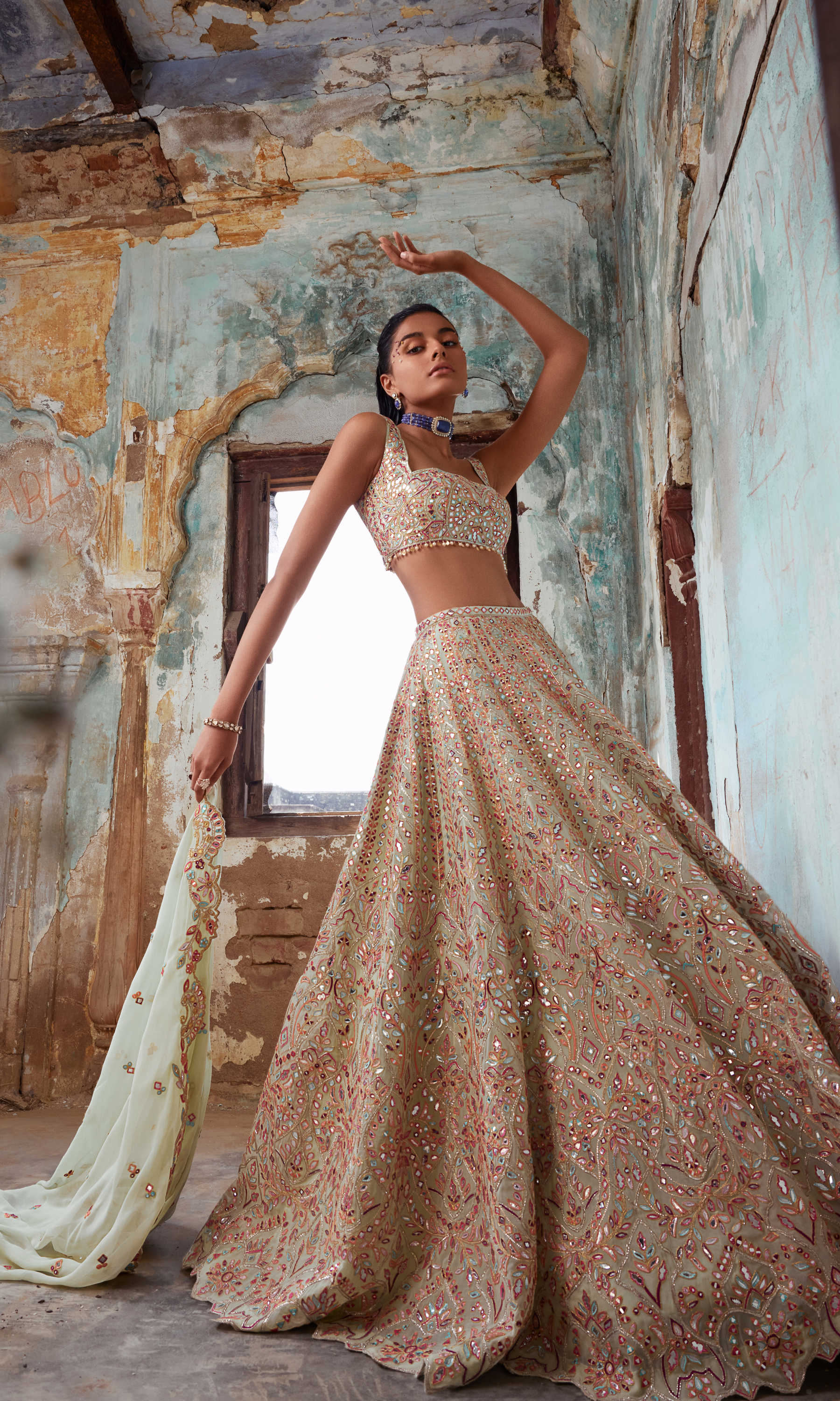 Light Green Georgette Lehenga Set