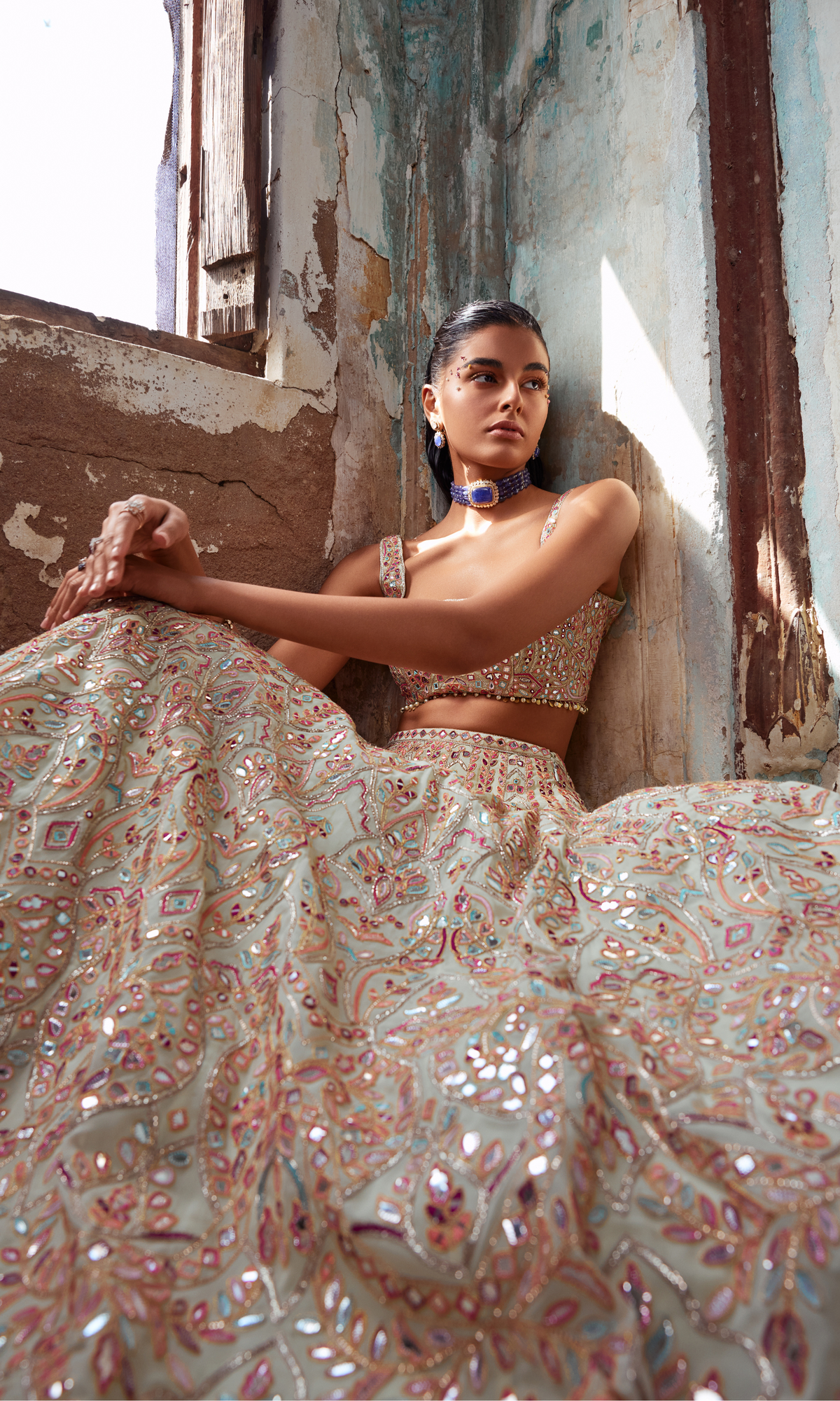 Light Green Georgette Lehenga Set