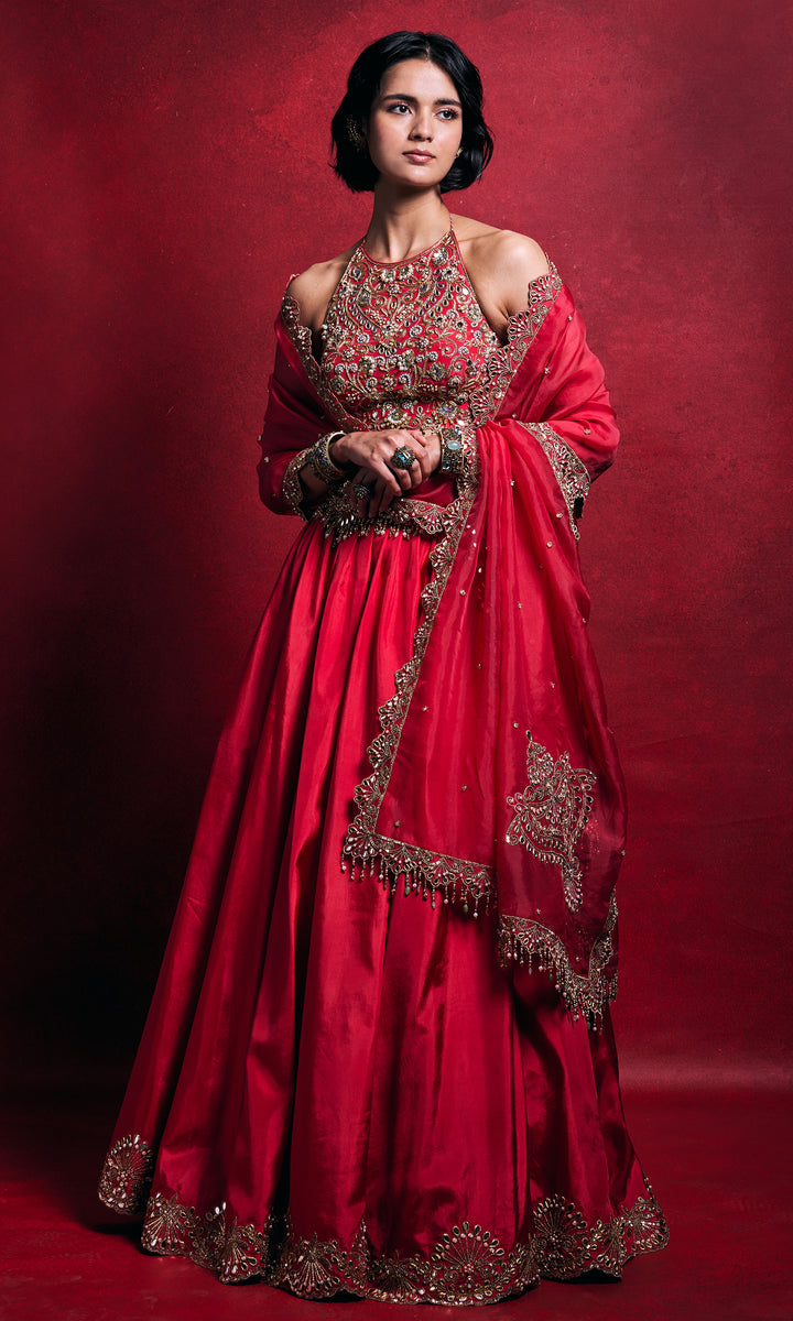 Fuchsia Pink Silk Lehenga Set