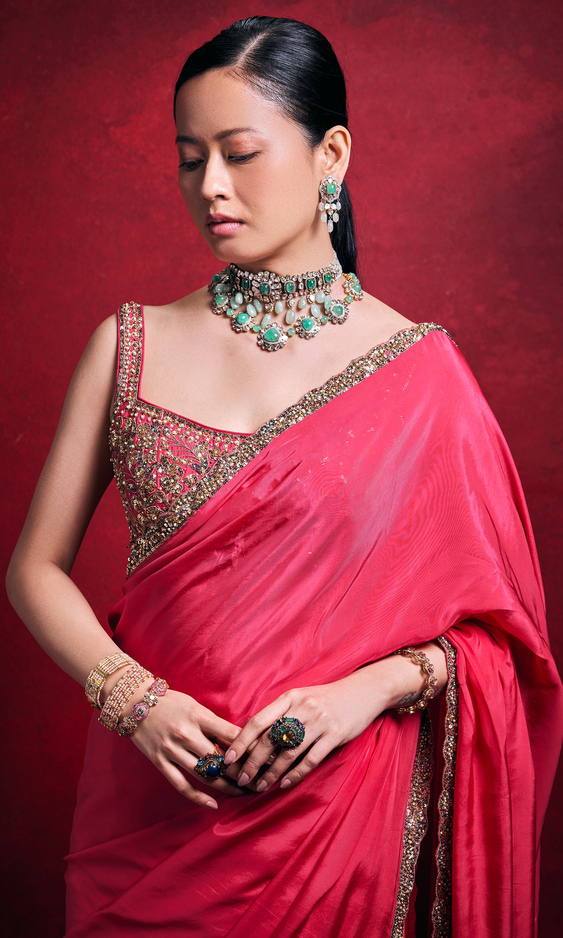 Fuchsia Pink Silk Saree