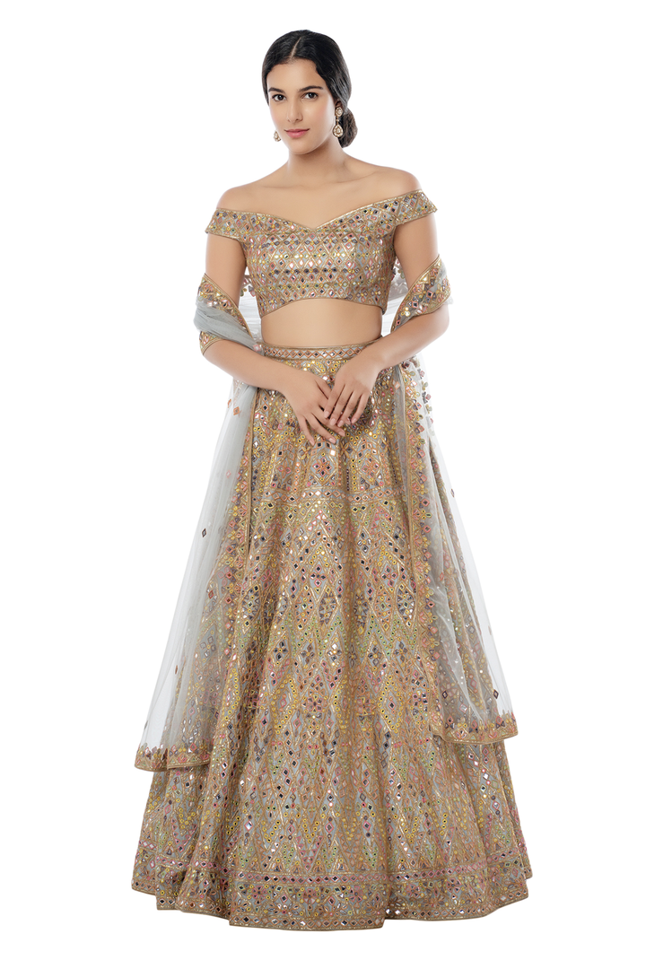 Light Blue Foil, Resham Lehenga Set