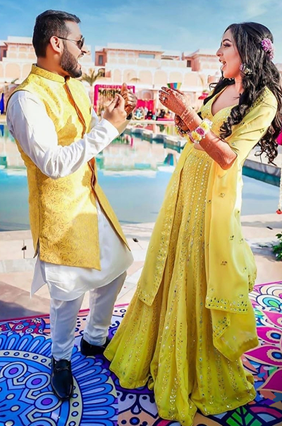 PRIYA in Yellow Georgette High Waist Sharara