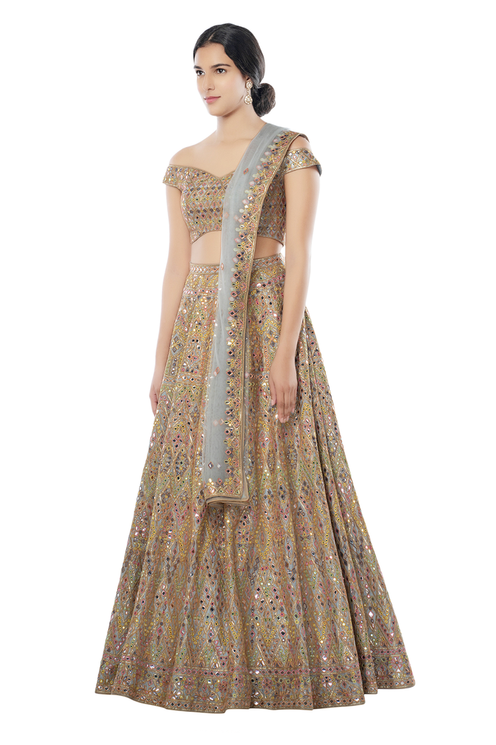 Light Blue Foil, Resham Lehenga Set
