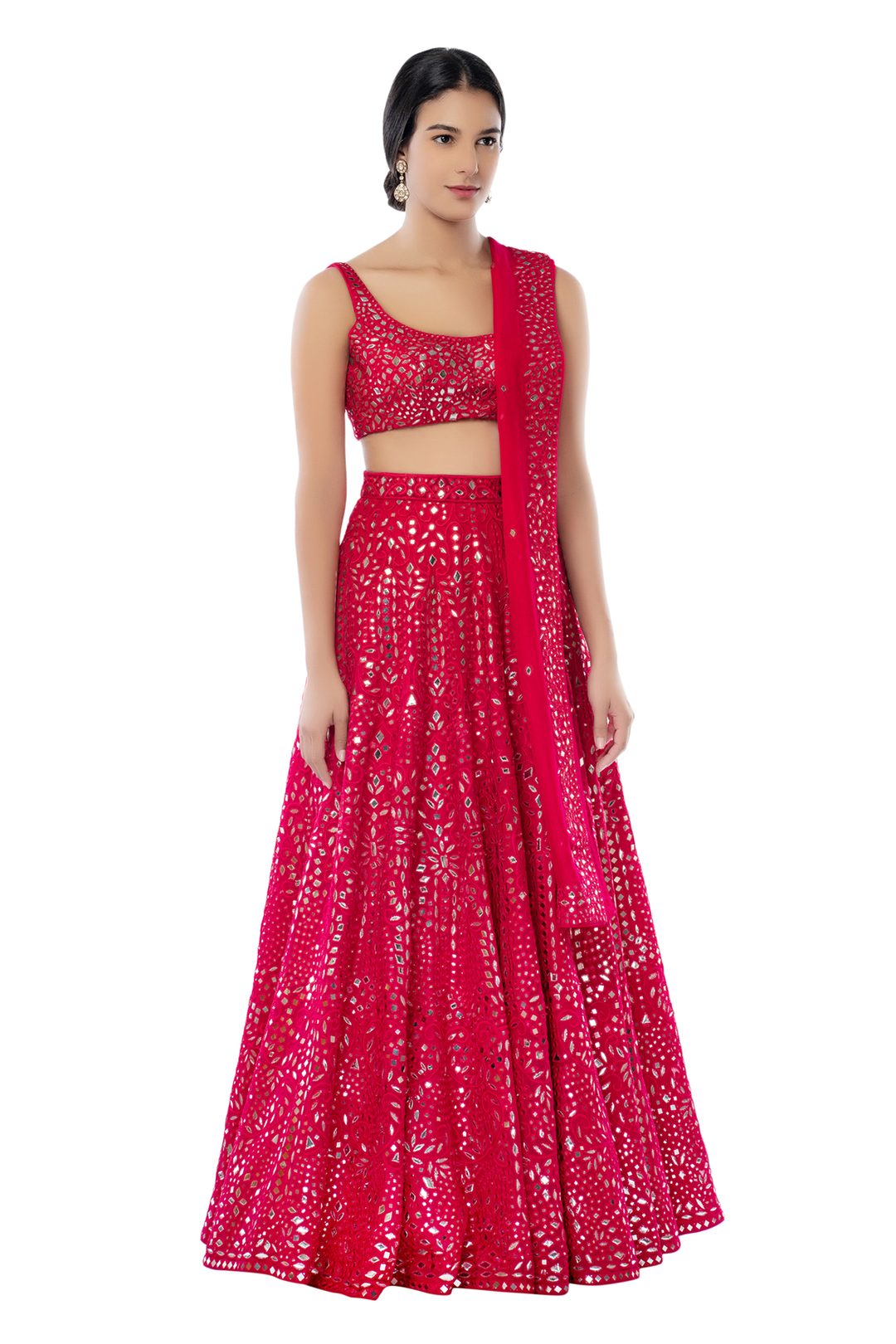 Pink Heavy Jaal Lehenga