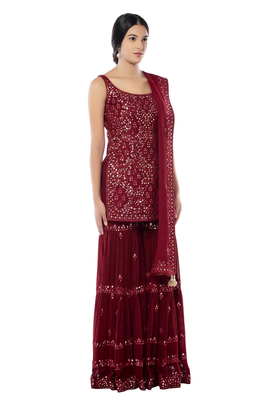 Maroon Georgette Gharara