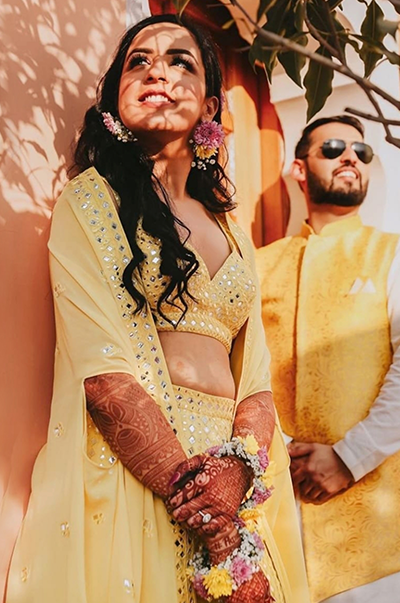 PRIYA in Yellow Georgette High Waist Sharara