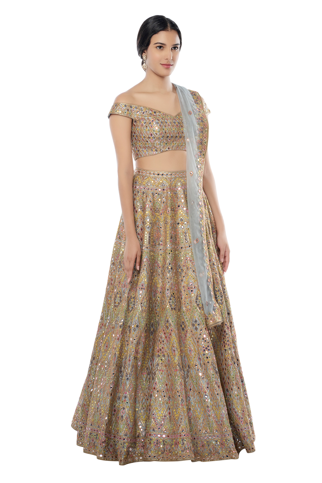 Light Blue Foil, Resham Lehenga Set