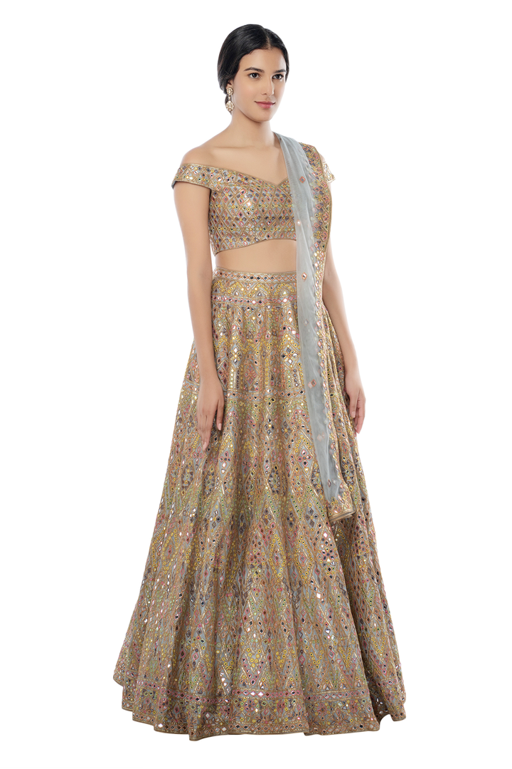 Light Blue Foil, Resham Lehenga Set