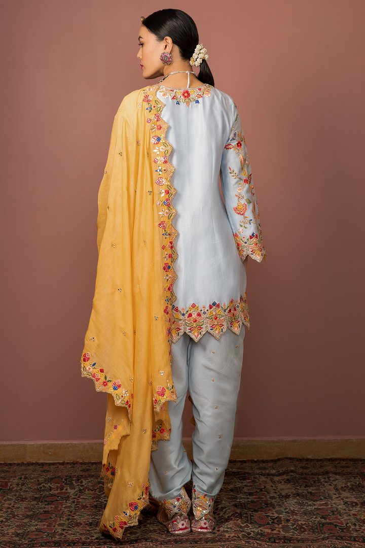 BLUE KURTA WITH DHOTI SET
